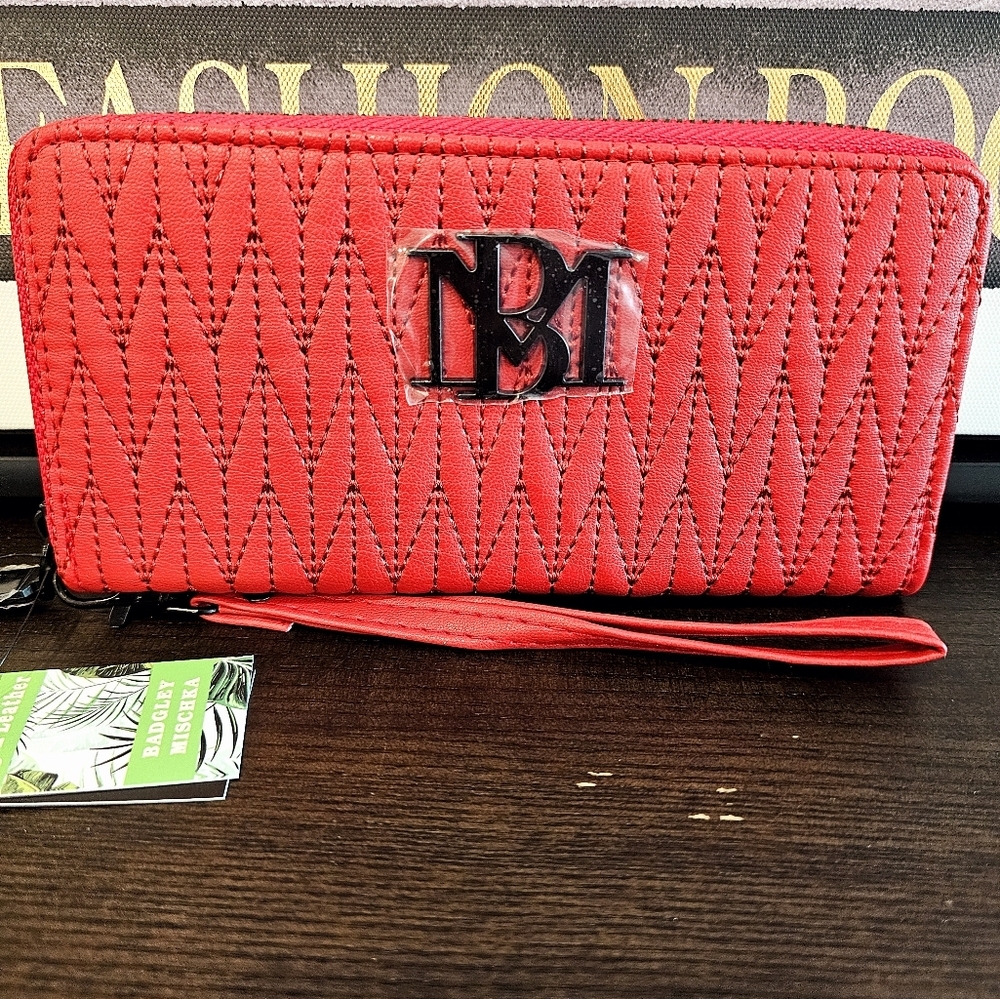 Badgley Mischka Red Quilted Wallet
